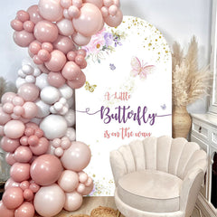 Aperturee - Butterfly On The Way Floral Baby Shower Arch Backdrop