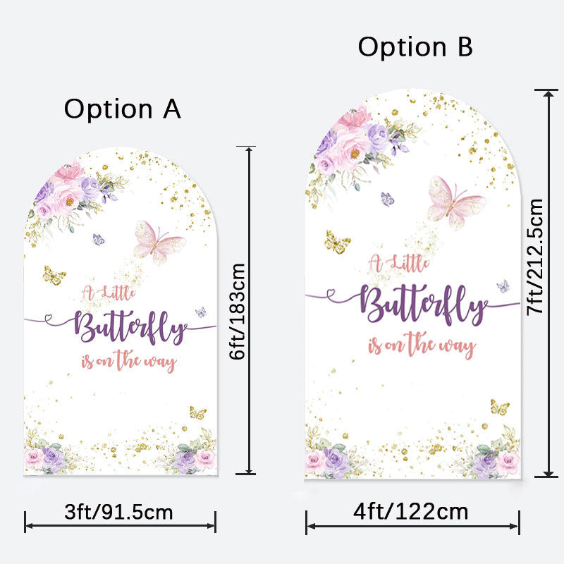 Aperturee - Butterfly On The Way Floral Baby Shower Arch Backdrop