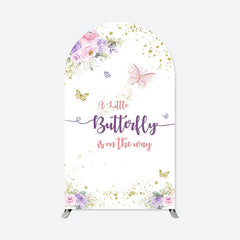 Aperturee - Butterfly On The Way Floral Baby Shower Arch Backdrop