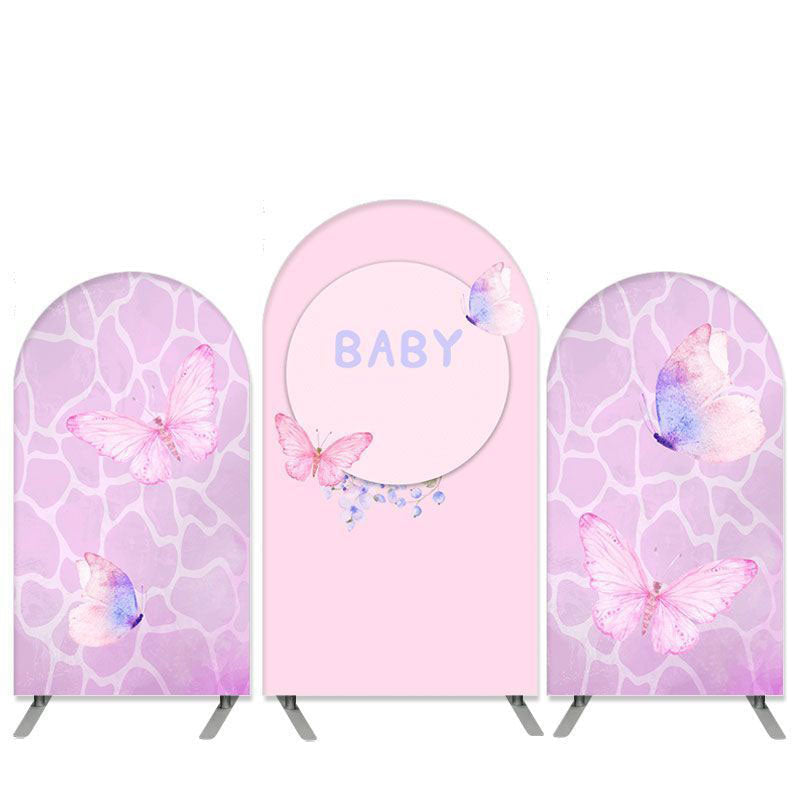 Aperturee Butterfly Theme Light Pink Baby Shower Arch Backdrop Kit