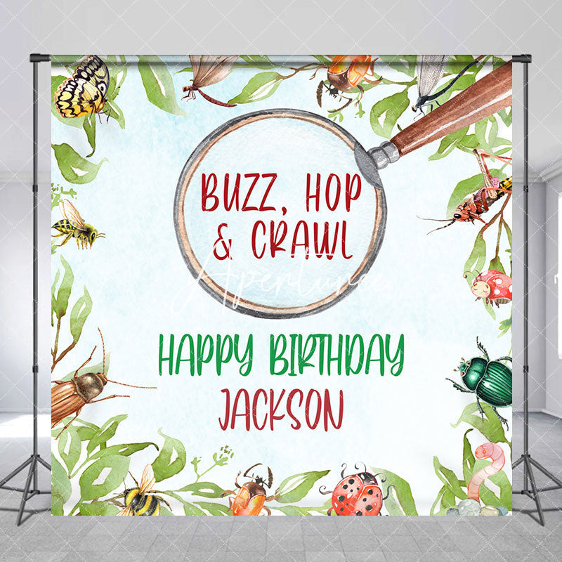 Aperturee - Buzz Hop Crawl Insect Custom Name Birthday Backdrop