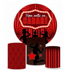 Aperturee Cabaret Art Red Stage Curtain Round Backdrop Kit