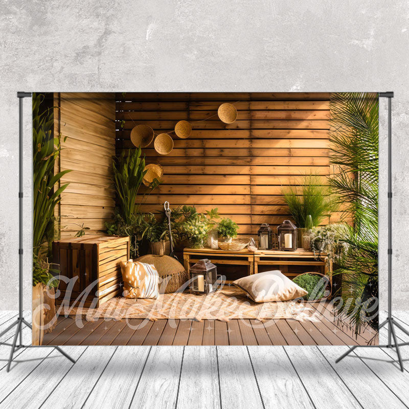 Aperturee - Cabin Indoor Green Plants Spring Photo Backdrop