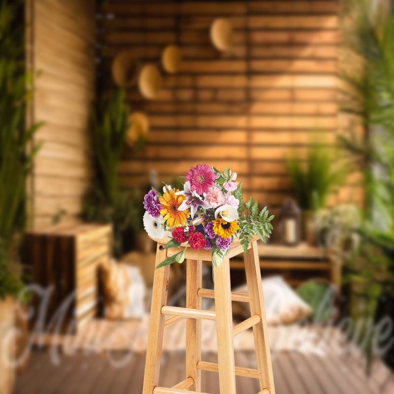 Aperturee - Cabin Indoor Green Plants Spring Photo Backdrop