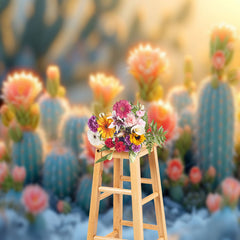 Aperturee - Cactus Flowers Spring Photo Backdrop Under Sunlight