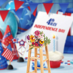 Aperturee - Cake Balloon Ribbon Tube Independence Day Backdrop