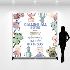 Aperturee - Calling All Bots Robots Custom Birthday Backdrop