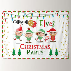 Aperturee - Calling All Elves Kids Christmas Party Backdrop