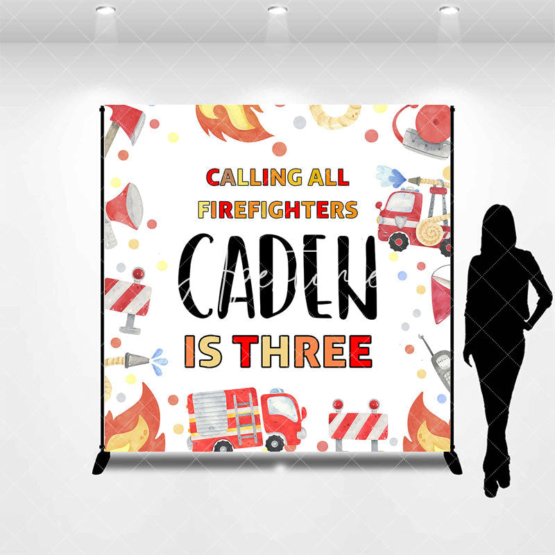 Aperturee - Calling All Firefighters Custom Birthday Backdrop