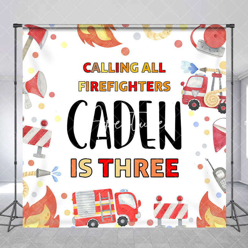 Aperturee - Calling All Firefighters Custom Birthday Backdrop