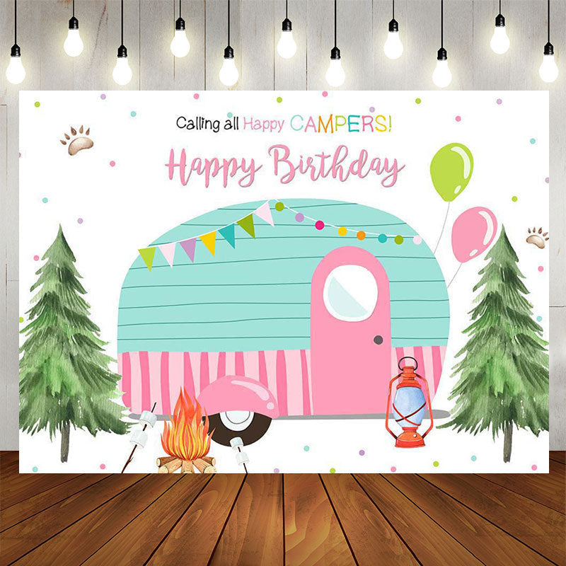 Aperturee - Calling all Happy Campers camping birthday backdrop