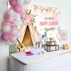 Aperturee - Calling All Happy Campers Tent Birthday Backdrop