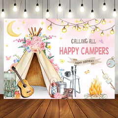 Aperturee - Calling All Happy Campers Tent Birthday Backdrop