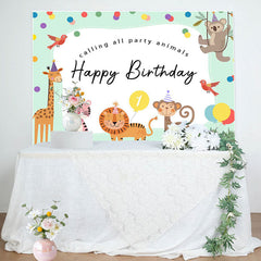 Aperturee - Calling All Party Animal Dot Happy Birthday Backdrop