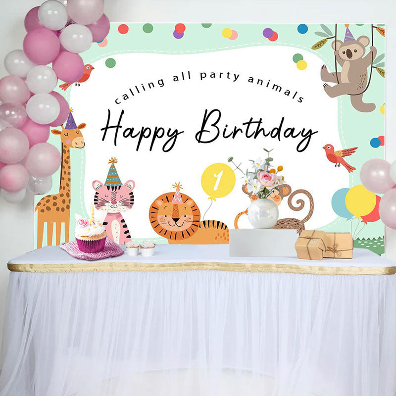 Aperturee - Calling All Party Animal Dot Happy Birthday Backdrop