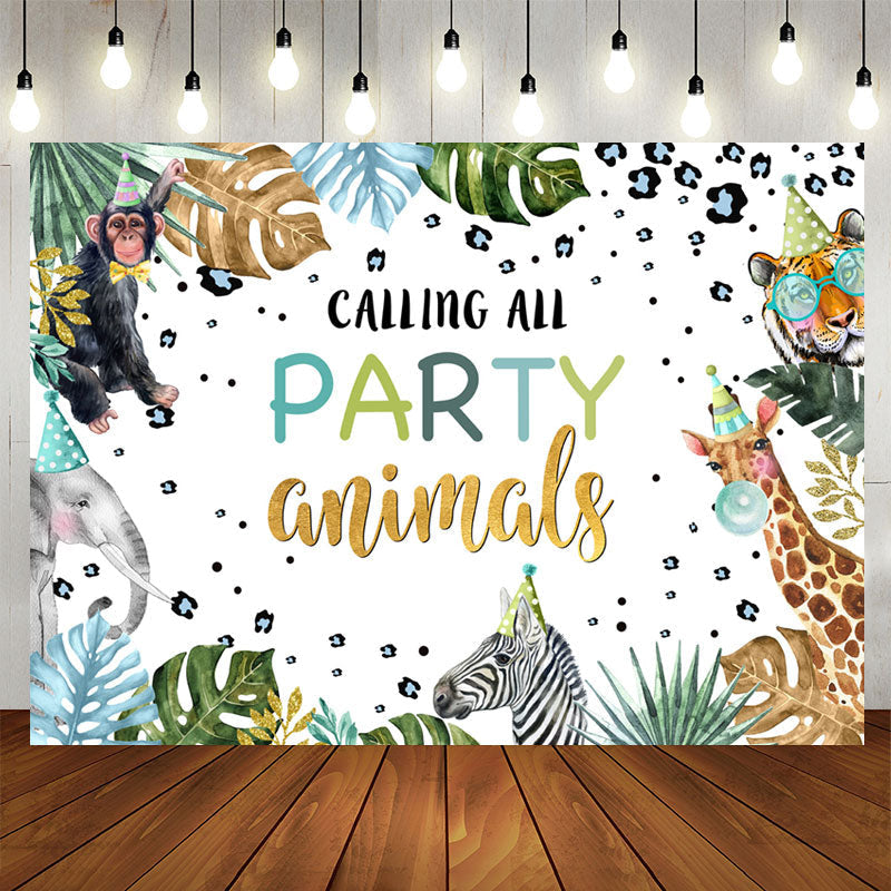 Aperturee - Calling All Party Animals Birthday Backdrop For Kids