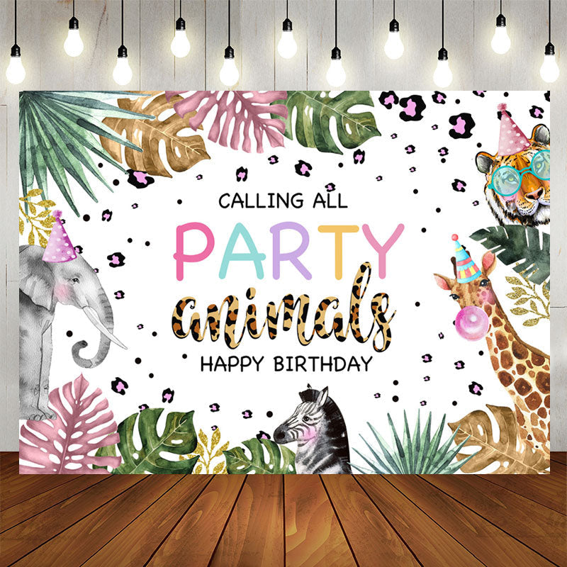 Aperturee - Calling All Party Animals Happy Birthday Backdrop