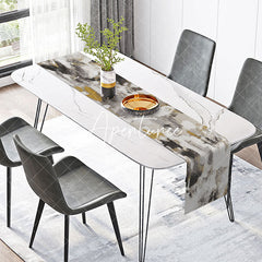 Aperturee - Camouflage Grey Black Marble Texture Table Runner