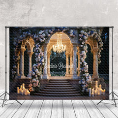 Aperturee - Candle Floral Pavilion Birthday Cake Smash Backdrop