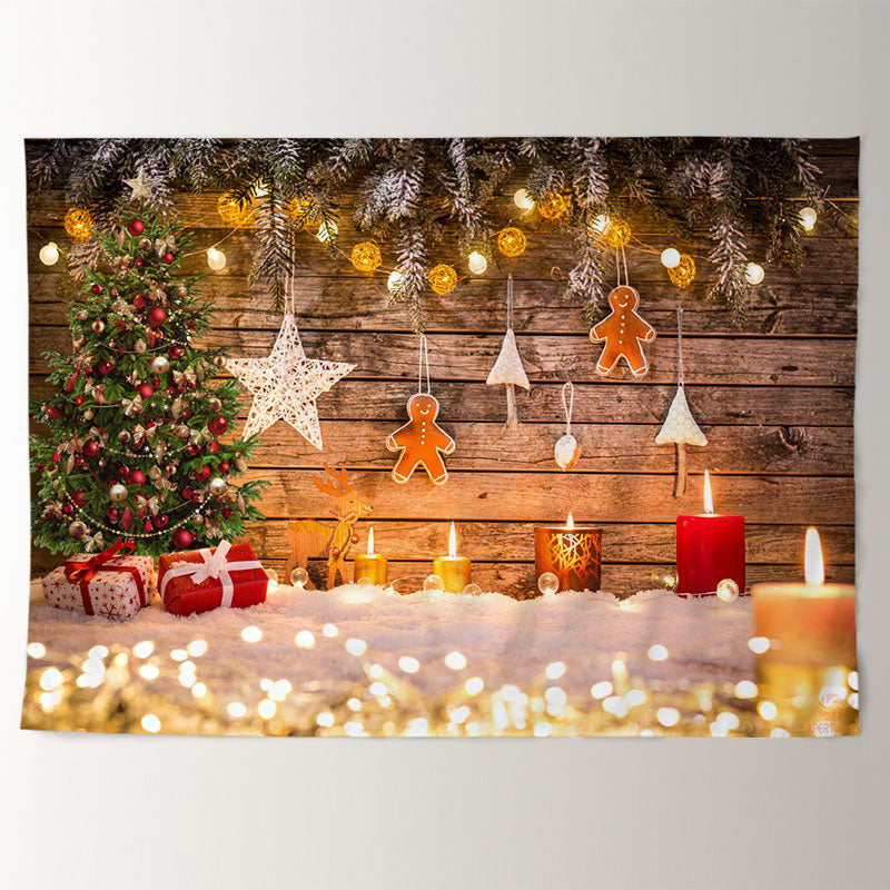 Aperturee - Candle Spots Ginger Man Wooden Christmas Backdrop