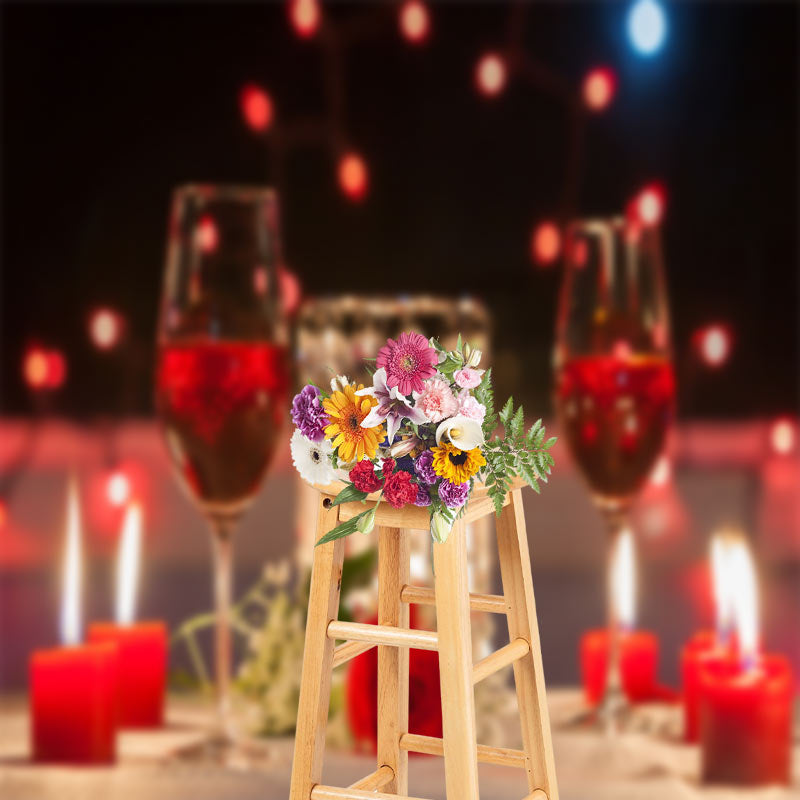 Aperturee - Candlelight Dinner Rose Bokeh Valentines Day Backdrop