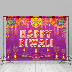 Aperturee - Candles Floral Purple Indian Happy Diwali Backdrop