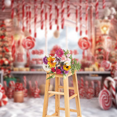 Aperturee - Candy Cane Christmas Tree Portrait Photo Backdrop