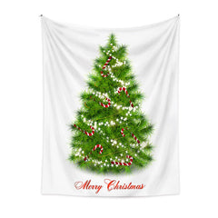 Aperturee - Candy Cane Glitter Star Christmas Tree Wall Tapestry