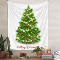 Aperturee - Candy Cane Glitter Star Christmas Tree Wall Tapestry