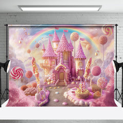 Aperturee - Candy Castle Rainbow Birthday Cake Smash Backdrop