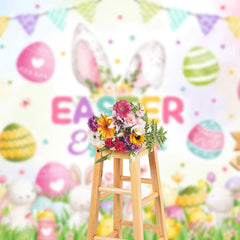 Aperturee - Candy Color Bucolic Rabbit Egg Hunt Easter Backdrop