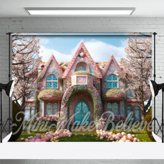 Aperturee - Candy Fairy House Sakura Tree Happy Easter Backdrop