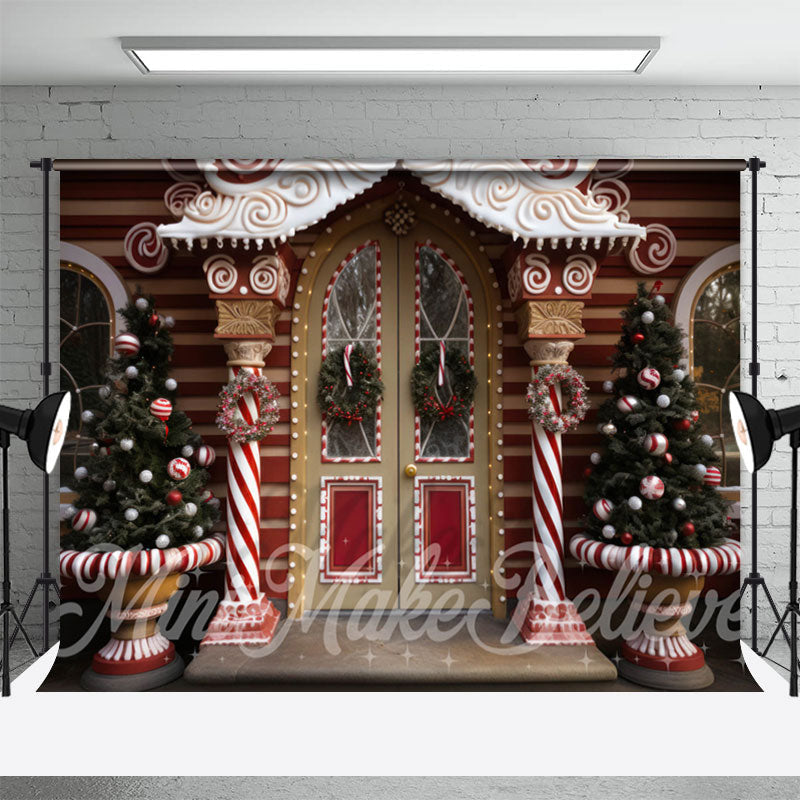 Aperturee - Candy House Door Wall Cedars Merry Christmas Backdrop