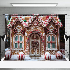 Aperturee - Candy House Snow Photo Studio Christmas Backdrop