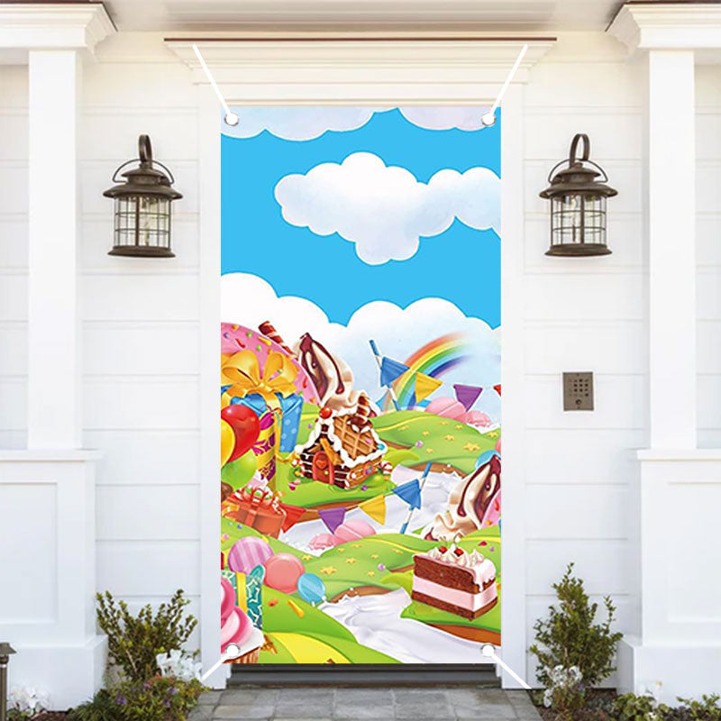 Aperturee - Candy Land Dessert Sky Rainbow Birthday Door Cover