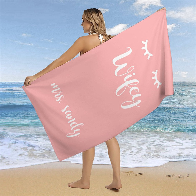 Aperturee - Candy Pink Custom Name Beach Towel for Girl