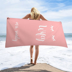 Aperturee - Candy Pink Custom Name Beach Towel for Girl