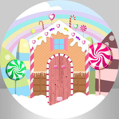 Aperturee - Candy Shop Rainbow Round Backdrop Kit For Birthday