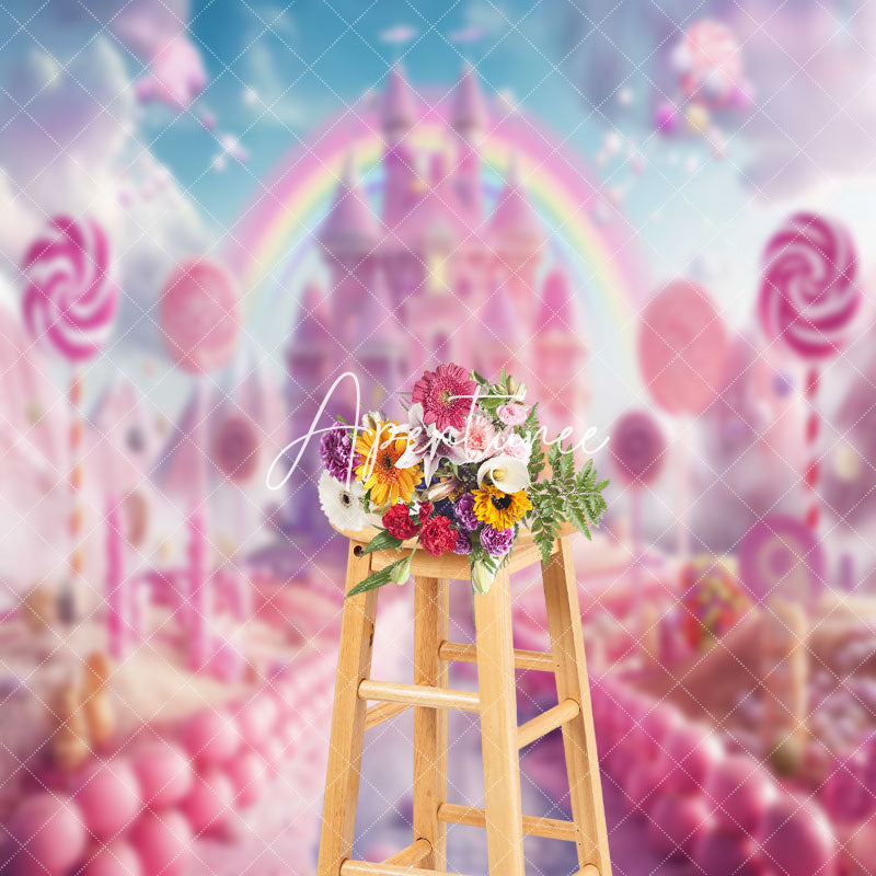 Aperturee - Candy Wonderland Castle Birthday Cake Smash Backdrop