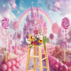 Aperturee - Candy Wonderland Castle Birthday Cake Smash Backdrop