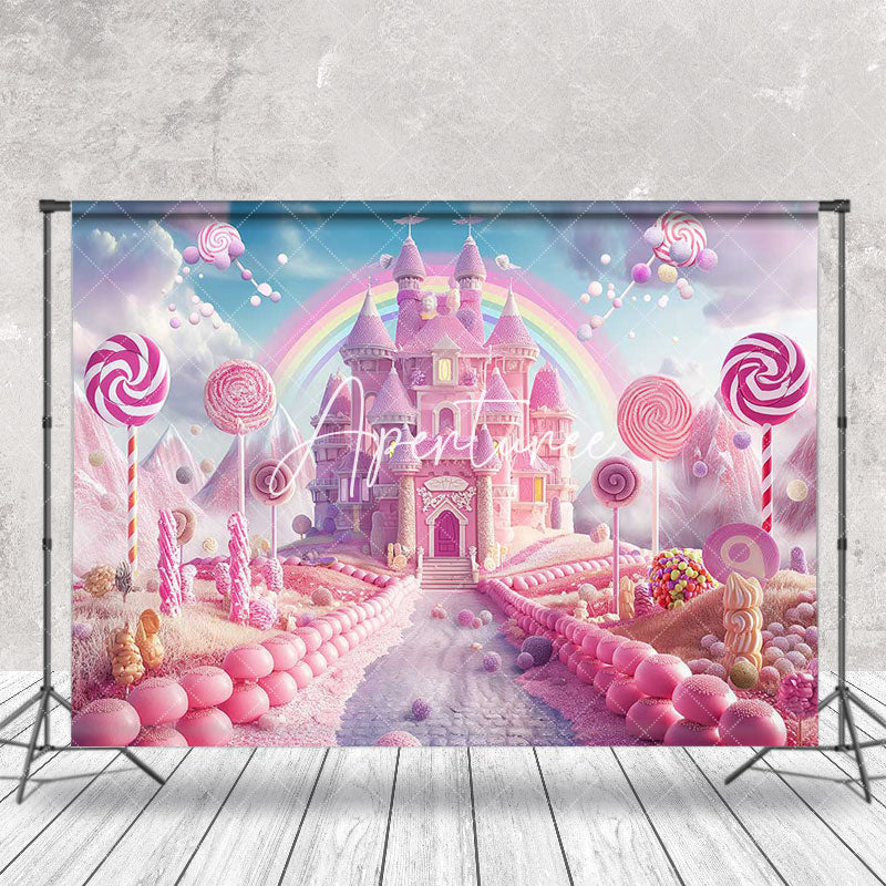 Aperturee - Candy Wonderland Castle Birthday Cake Smash Backdrop