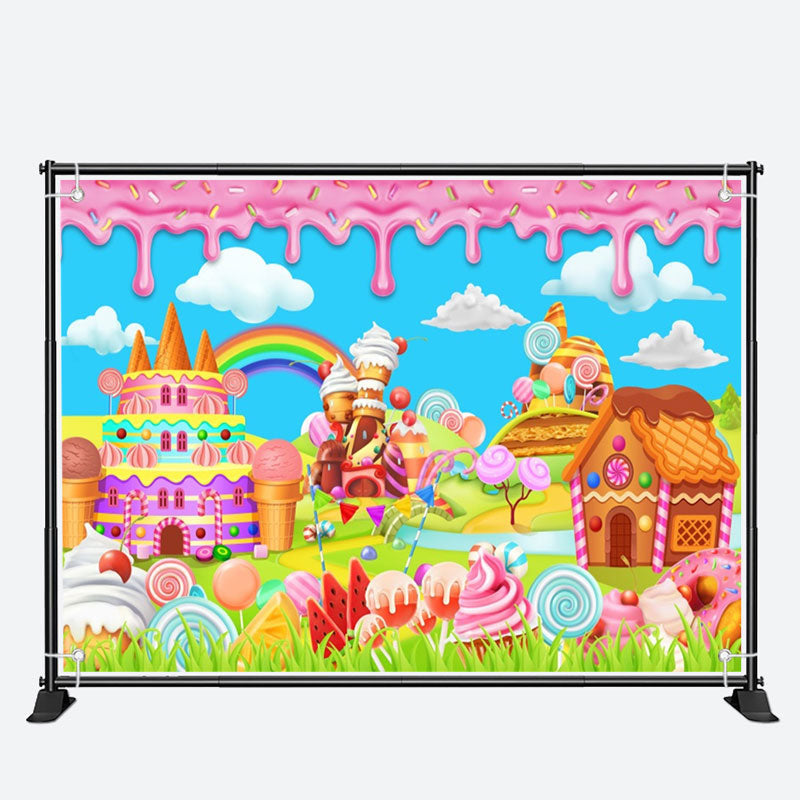 Aperturee - Candyland Sweet Dessert Girls Birthday Backdrop