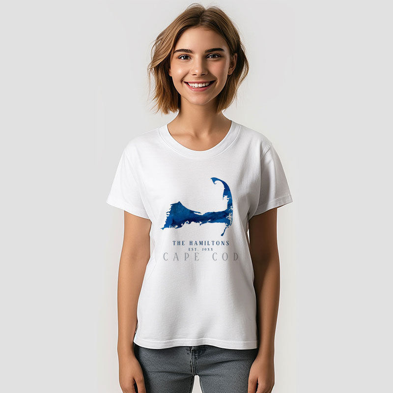 Aperturee - Cape Cod Blue Map Custom Family Reunion T-Shirt