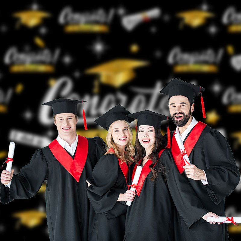 Aperturee - Caps Stars Certificates Black Grad Backdrop For Photo