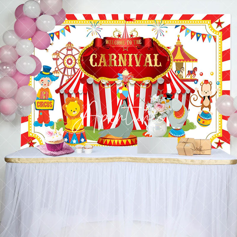 Aperturee - Carnival Circus Animal Show Clown Birthday Backdrop