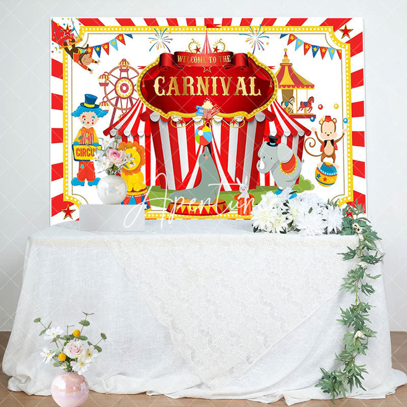 Aperturee - Carnival Circus Animal Show Clown Birthday Backdrop