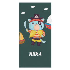 Aperturee - Cartoon Buccaneer Custom Name Beach Towel for Boy