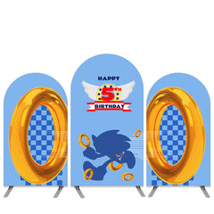 Aperturee Cartoon Character Sea Blue Happy 5th Birthday Arch Backdrop Kit