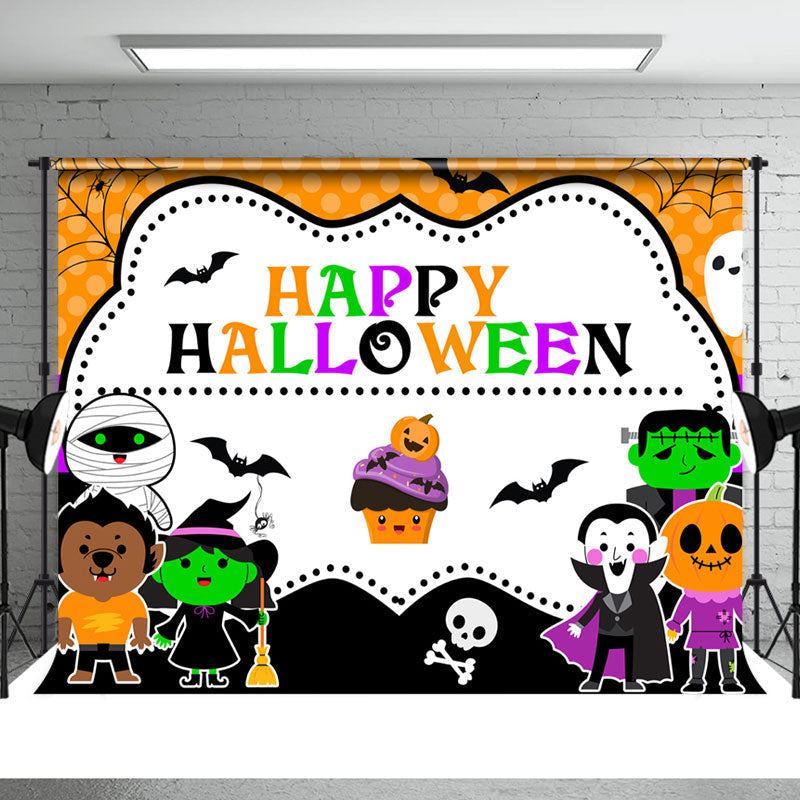 Aperturee - Cartoon Cute Happy Halloween Themed Backdrop For Kids