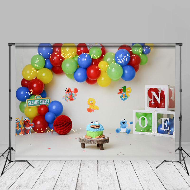 Aperturee - cartoon doll balloon portrait backdrop for 1st birthday